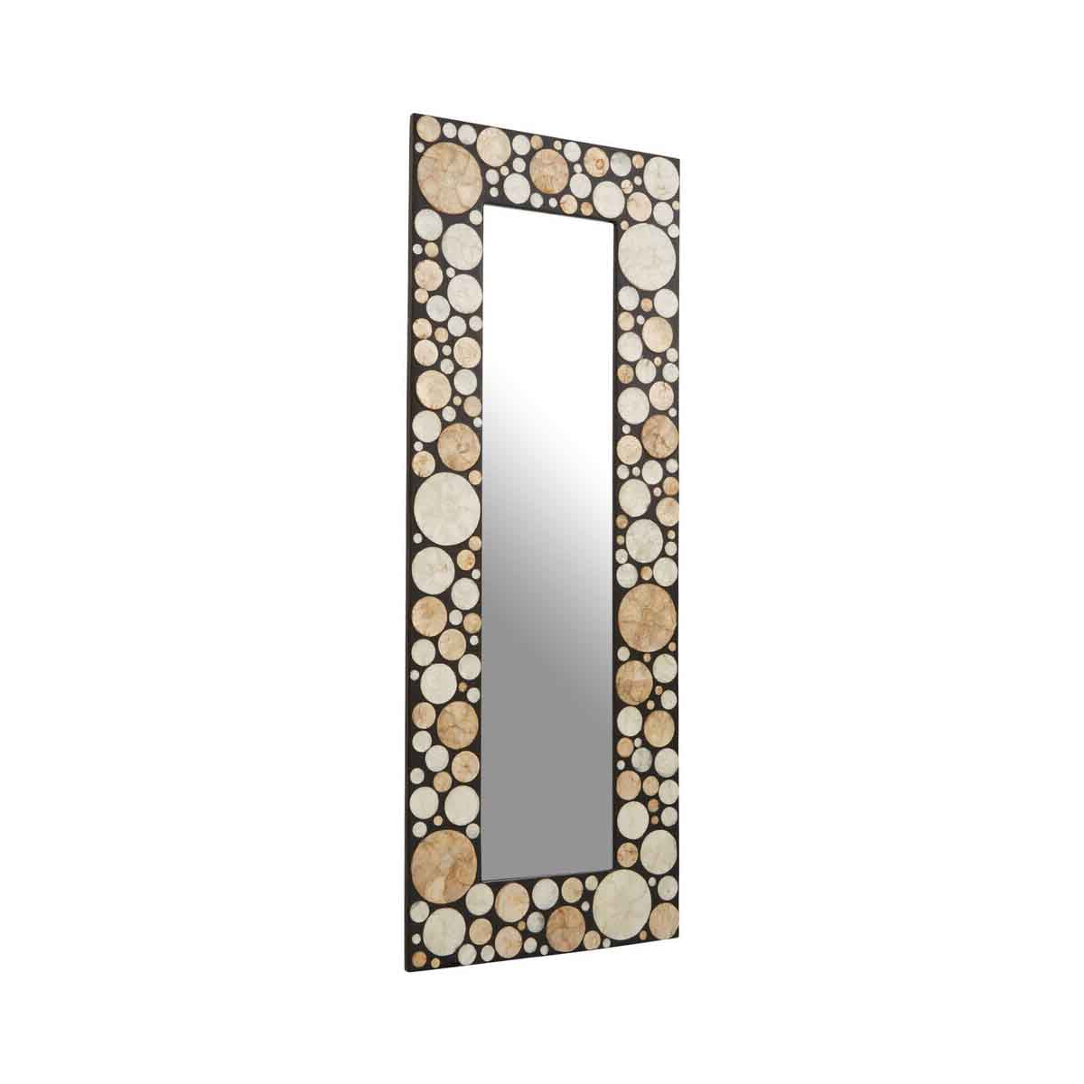 Palu Rectangular Black Wall Mirror with Shell Inlay