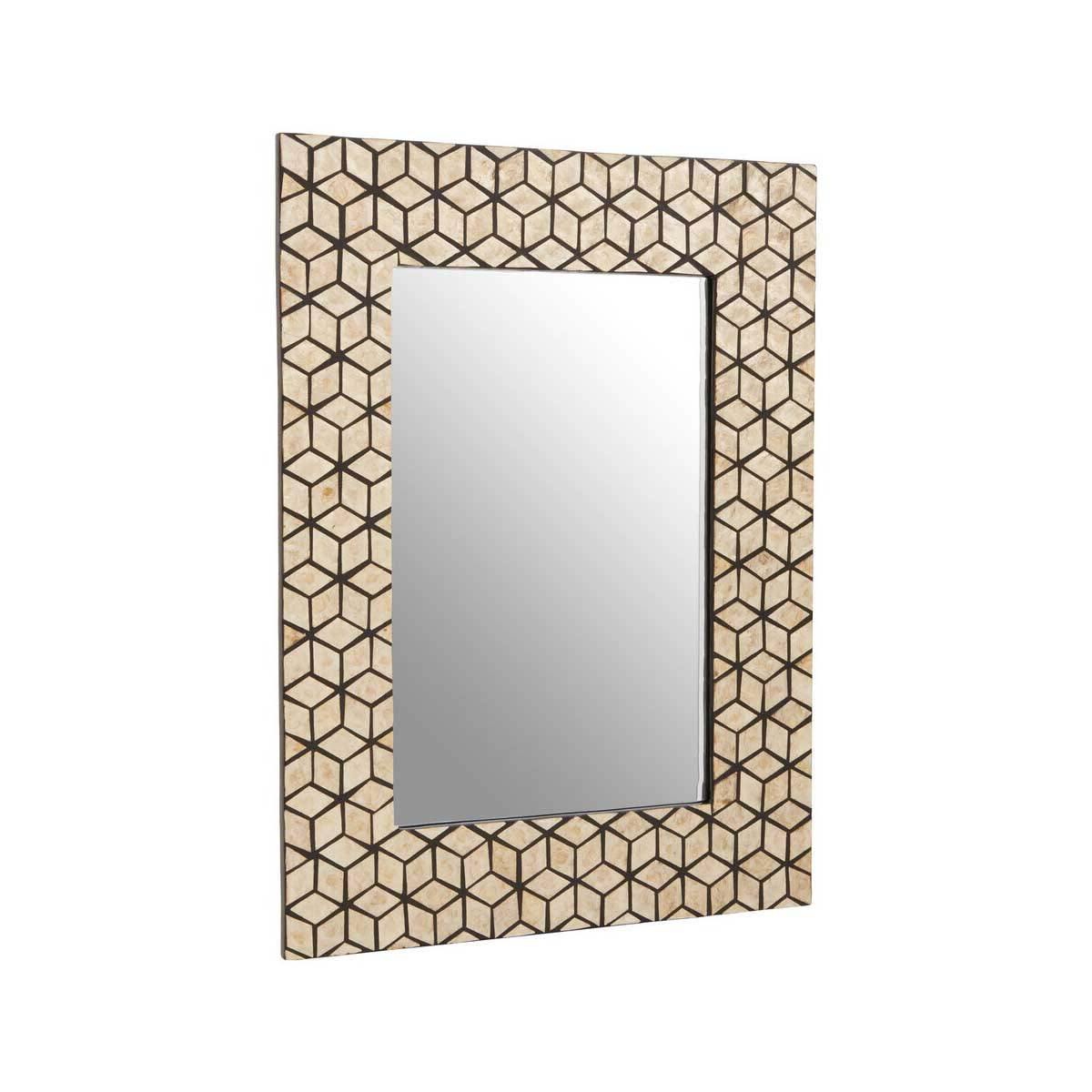 Palu Black Wall Mirror with Seashell Inlay