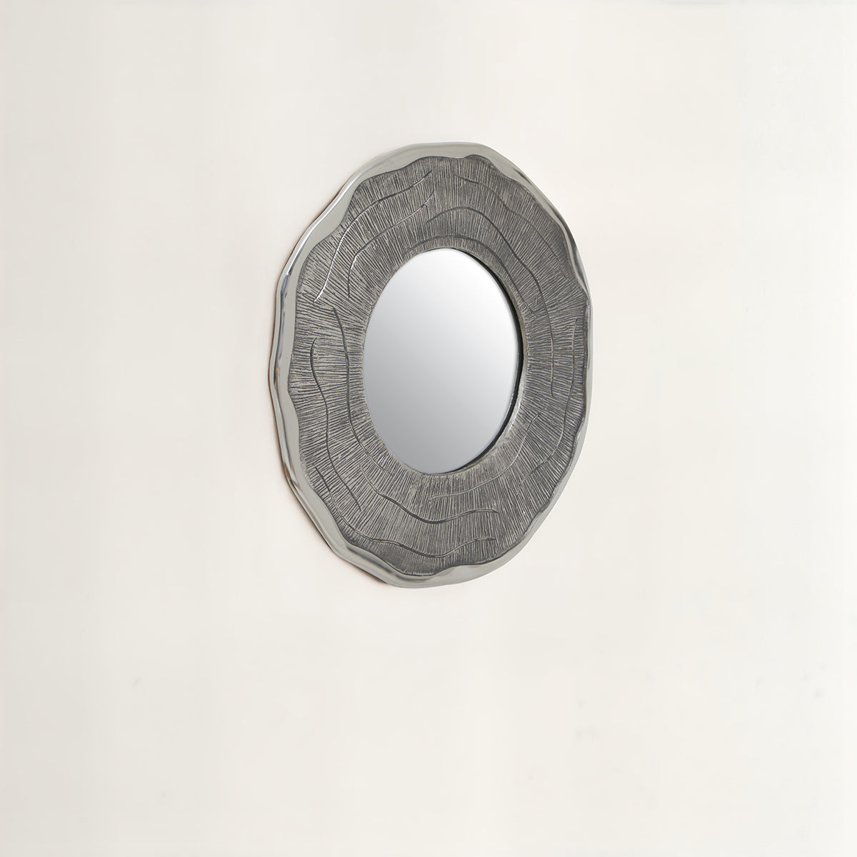 Silva Small Oak Effect Silver Wall Mirror