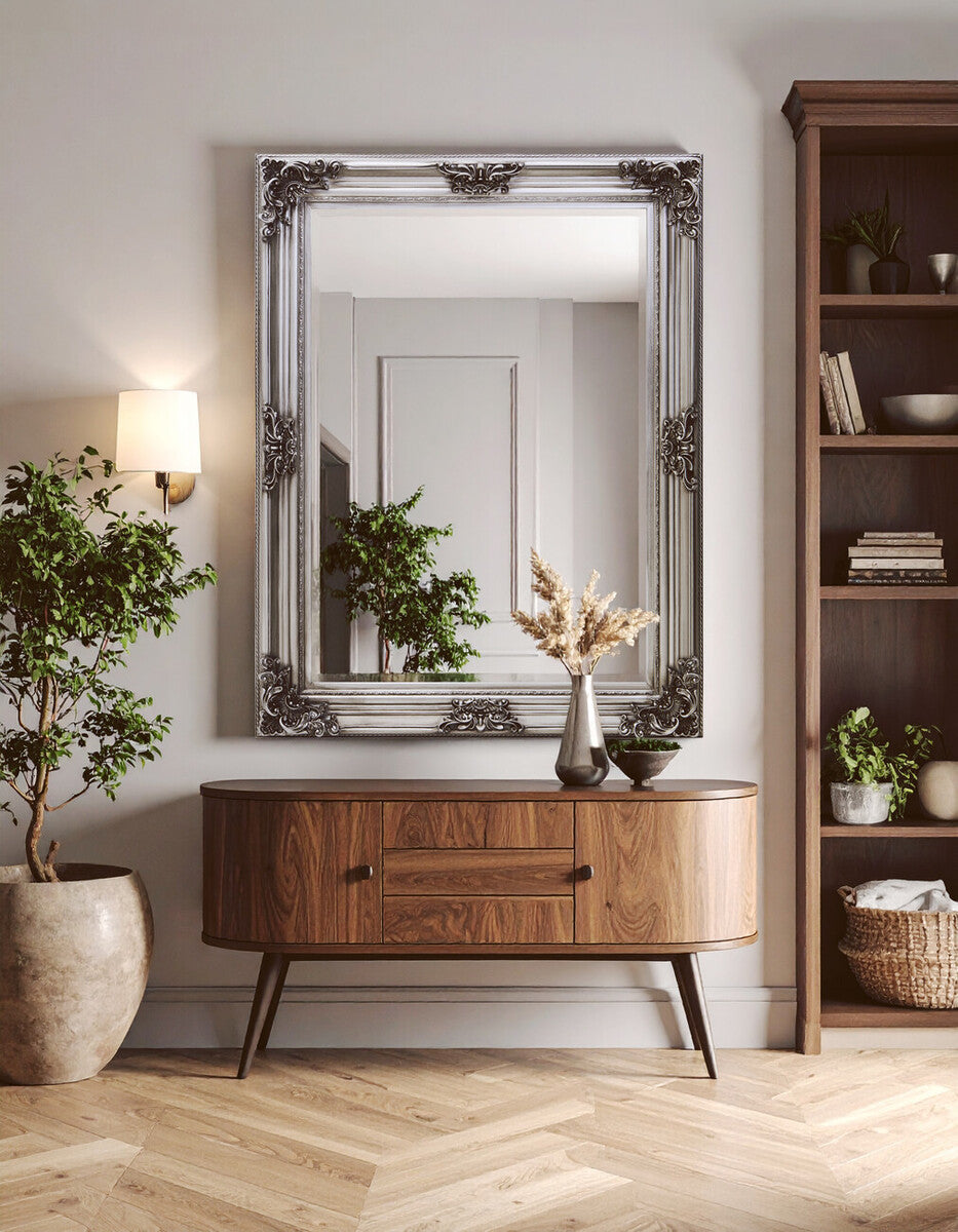 Lora Silver Wooden Frame Wall Mirror