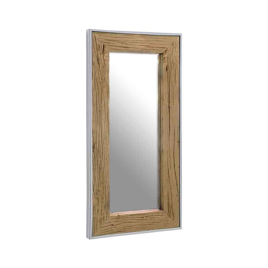 Kerala Natural Wood Rectangular Wall Mirror