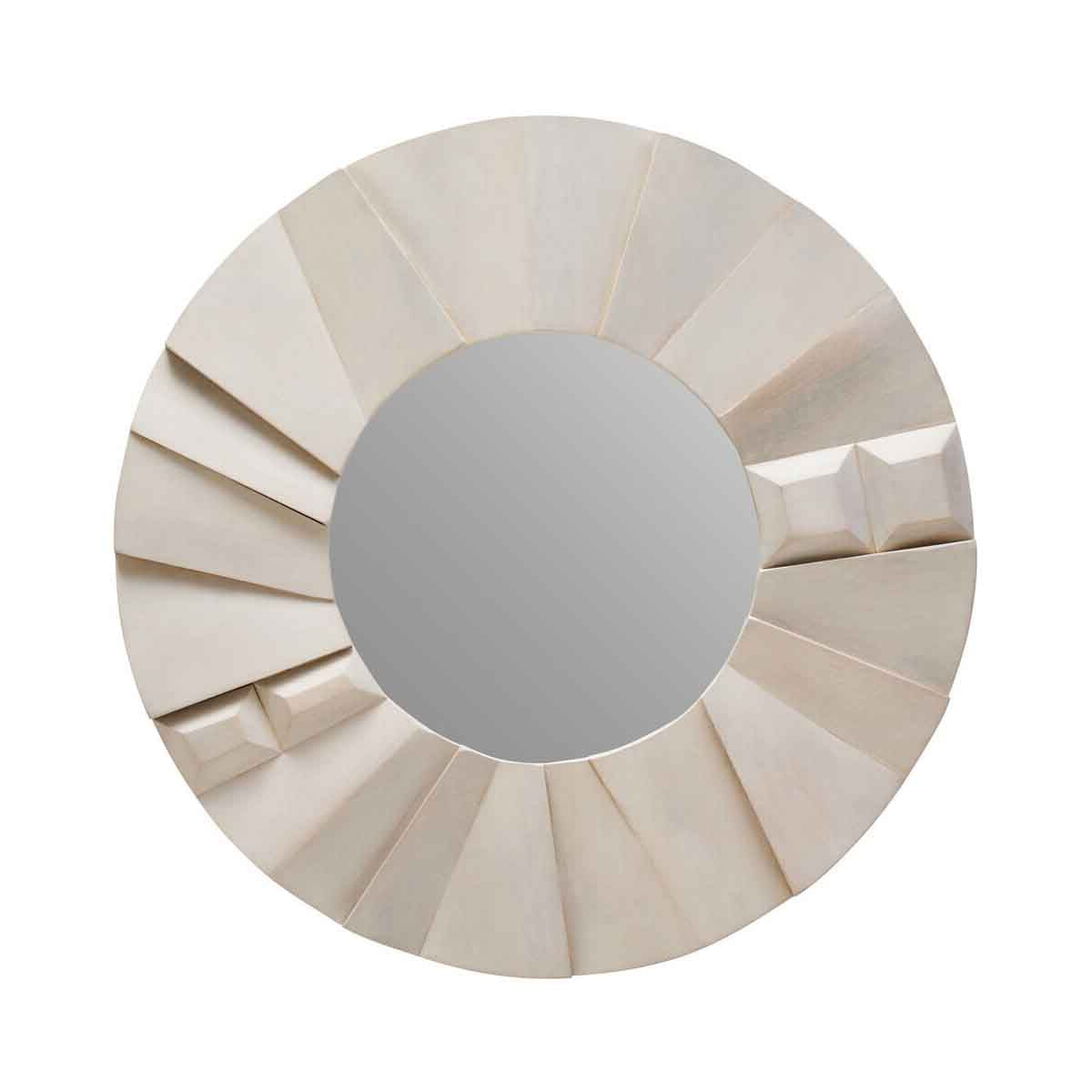 Sita Mango Wood Abstract Design Round Wall Mirror