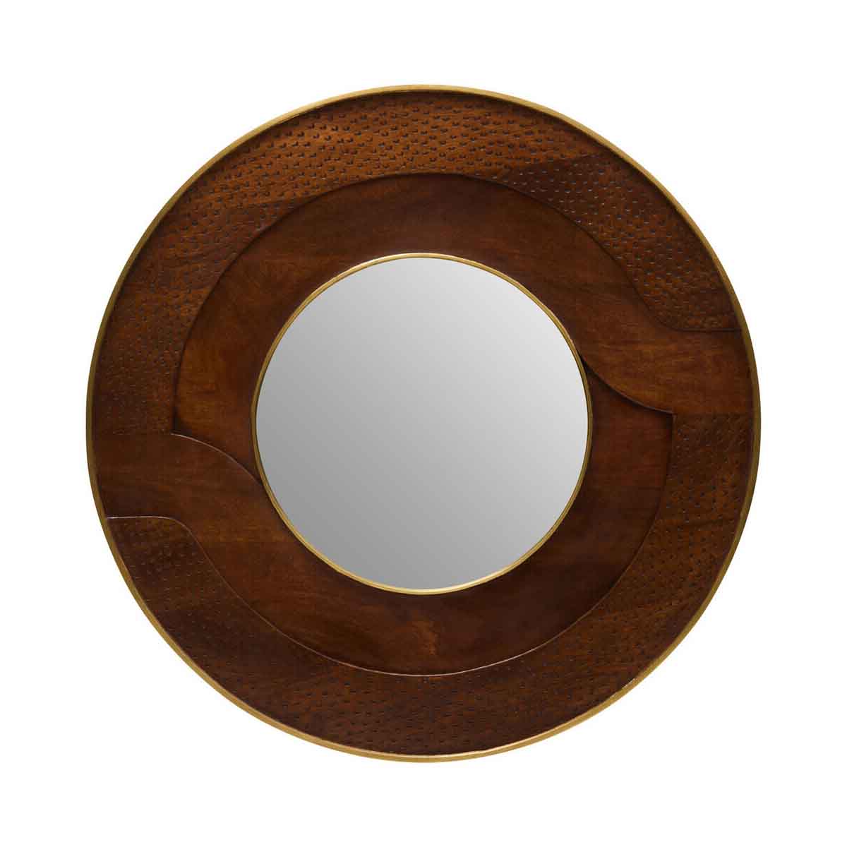 Siva Mango Wood Natural Round Wall Mirror