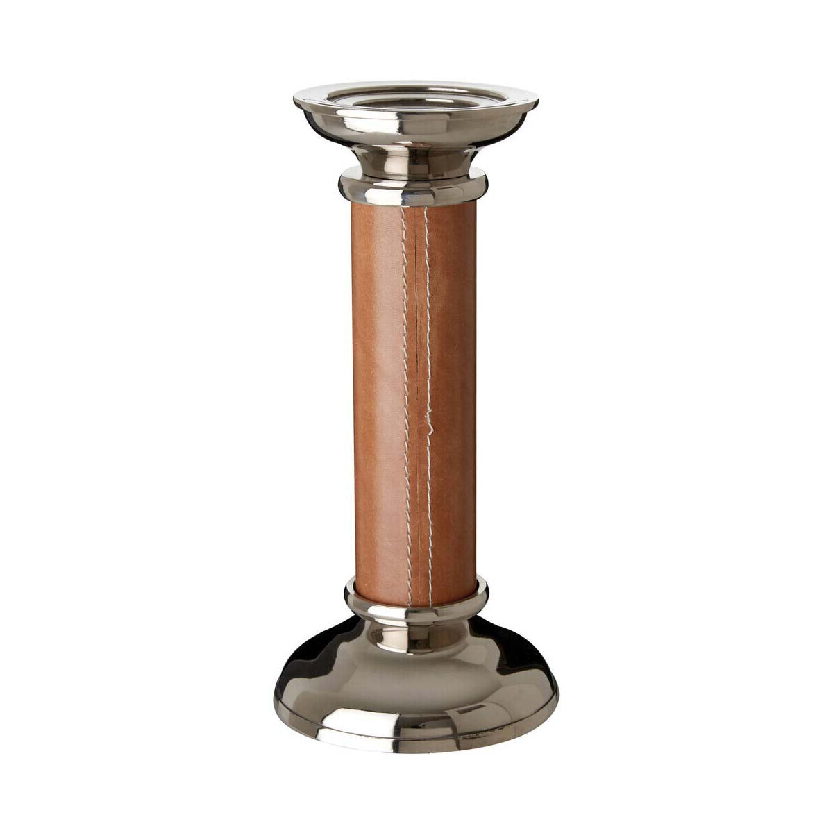 Churchill Genuine Tan Leather Large Candle Holder