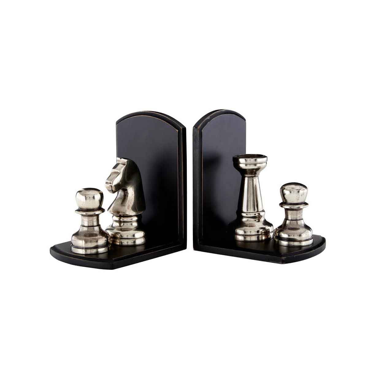 Kensington Townhouse Two Silver Chess Piece Bookends