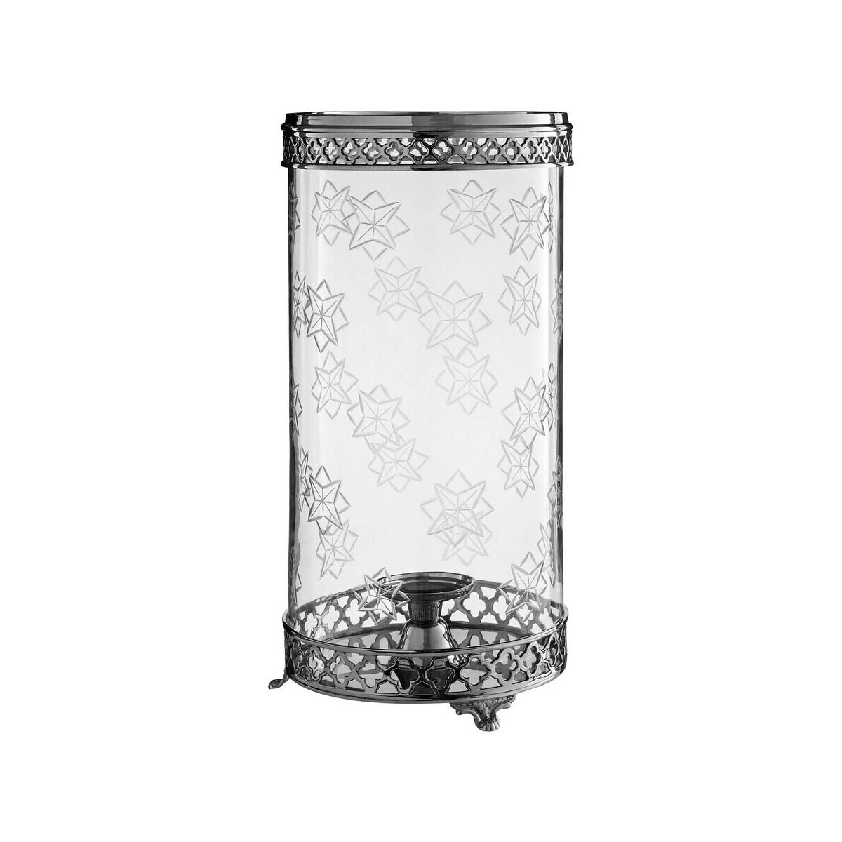 Fizzah Hurricane Candle Holder with Nickel Finish