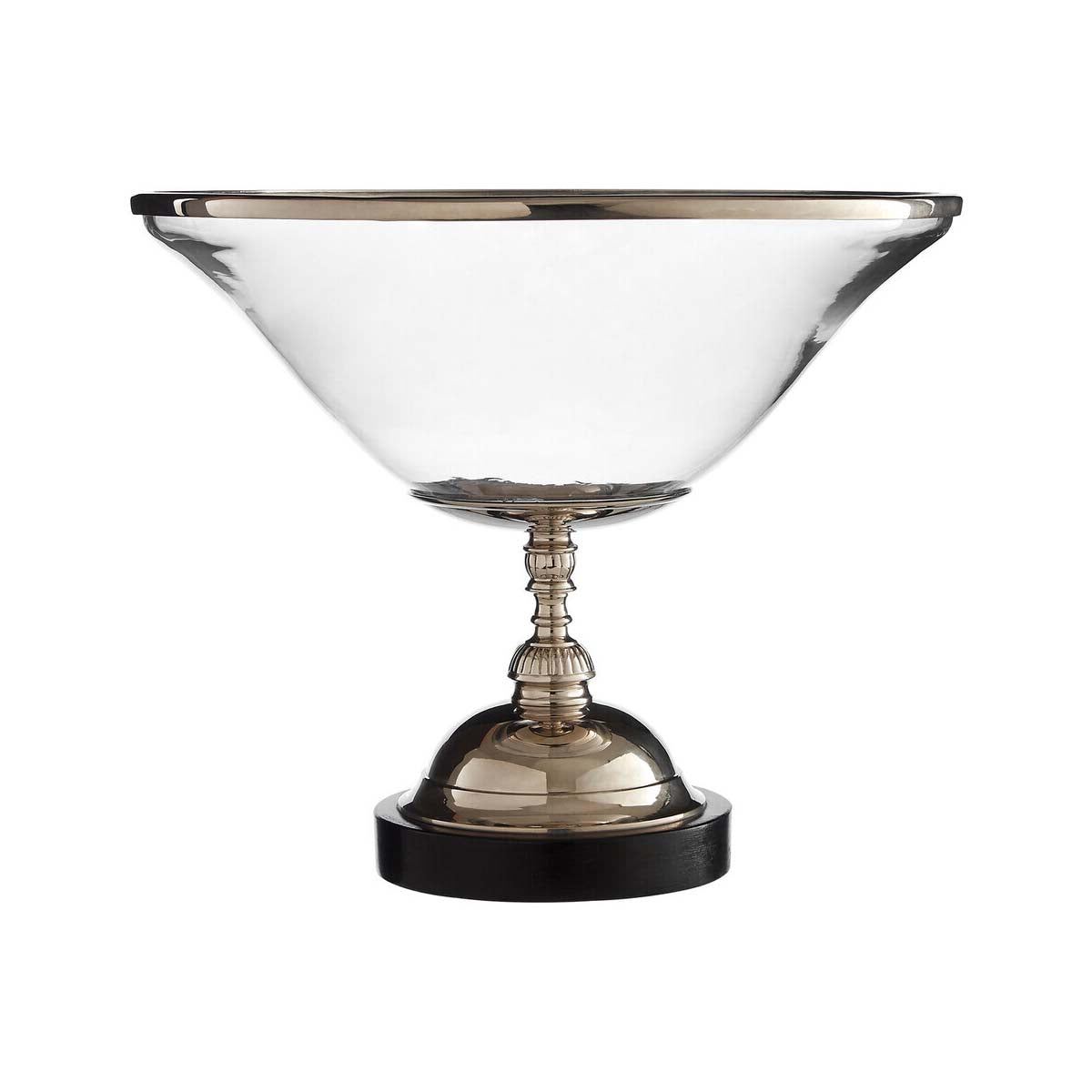 Riya Glass Bowl with Nickel Finish and Wood Base