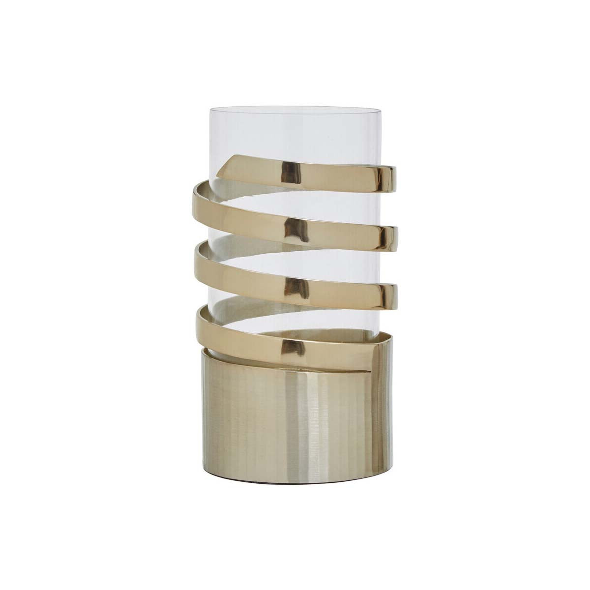 Amreli Small Vertical Textured Gold Metal Hurricane Candle Holder