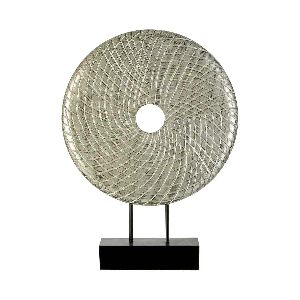 Elementi Round Silver Wooden Sculpture
