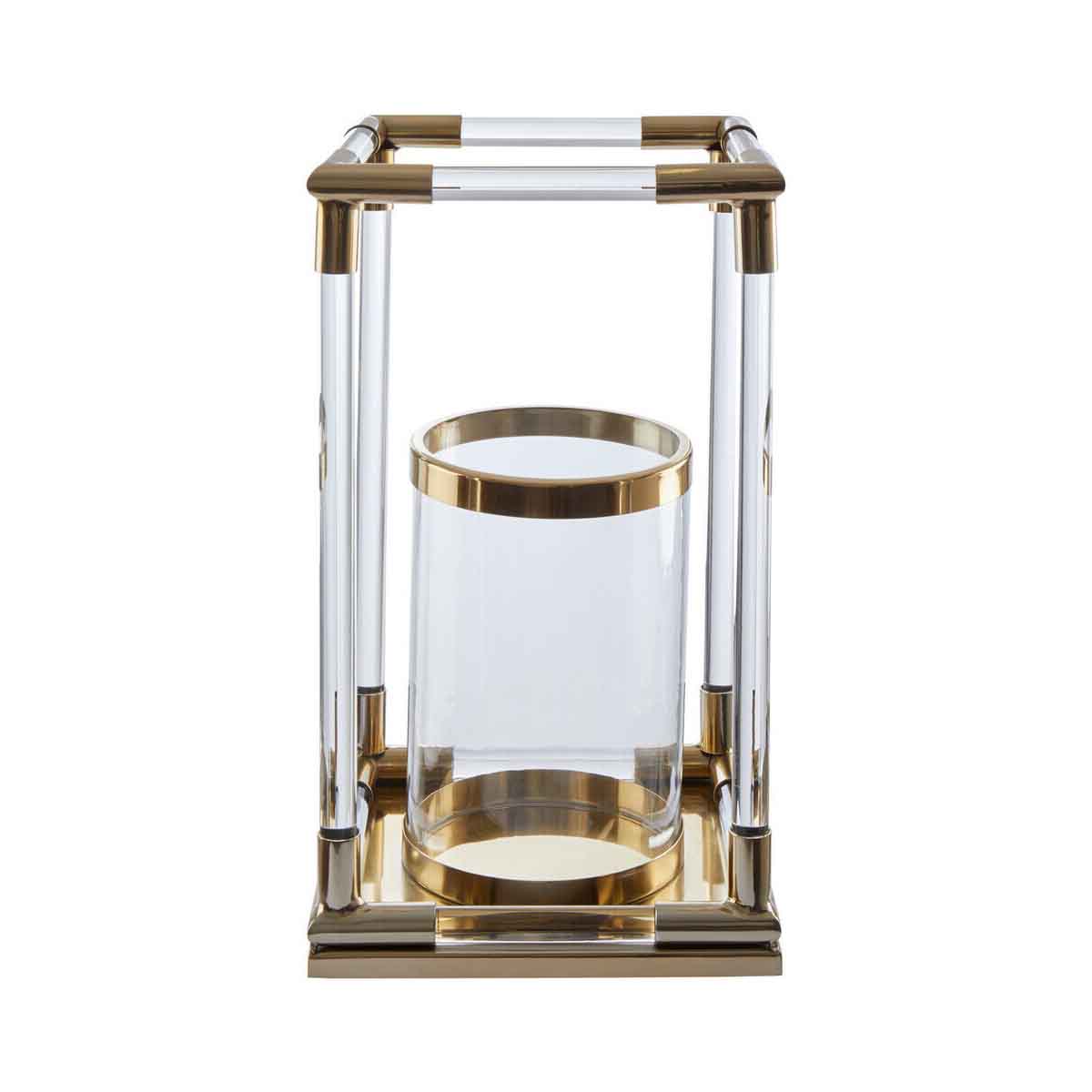 Lucita Large Candle Holder in Gold Finish and Acrylic