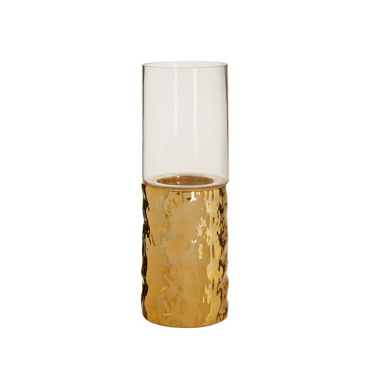 Martele Small Pillar Gold Candle Holder