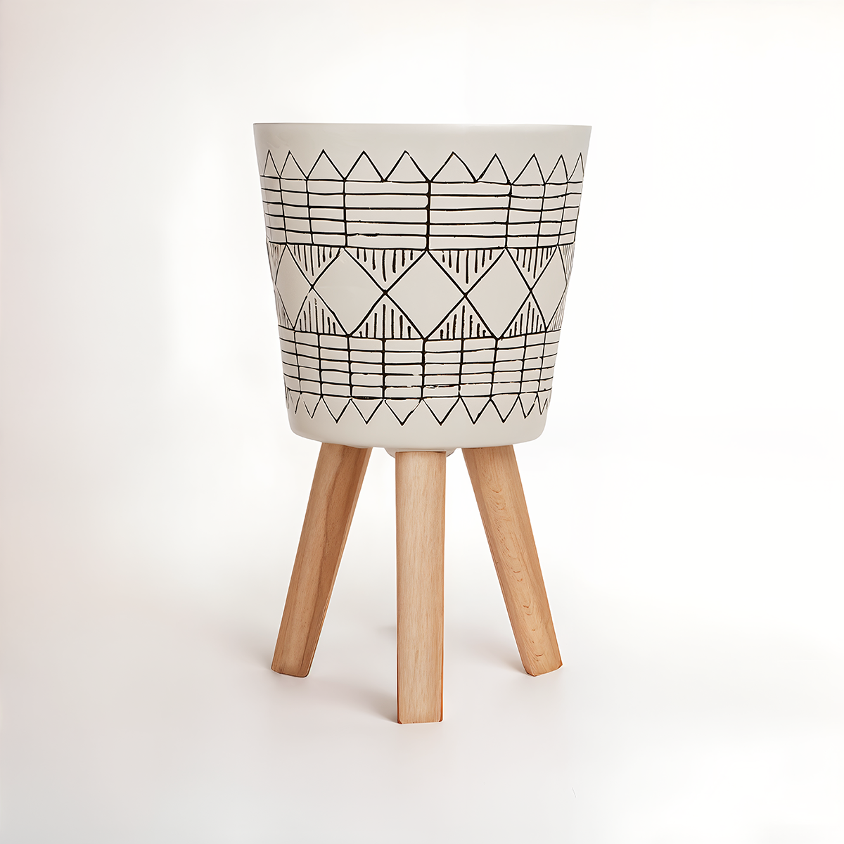 Darnell White And Black Small Planter