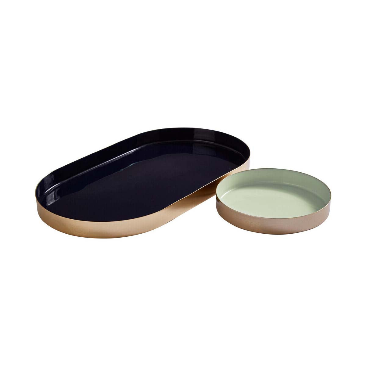 Elva Set Of Two Navy And Gold Trays