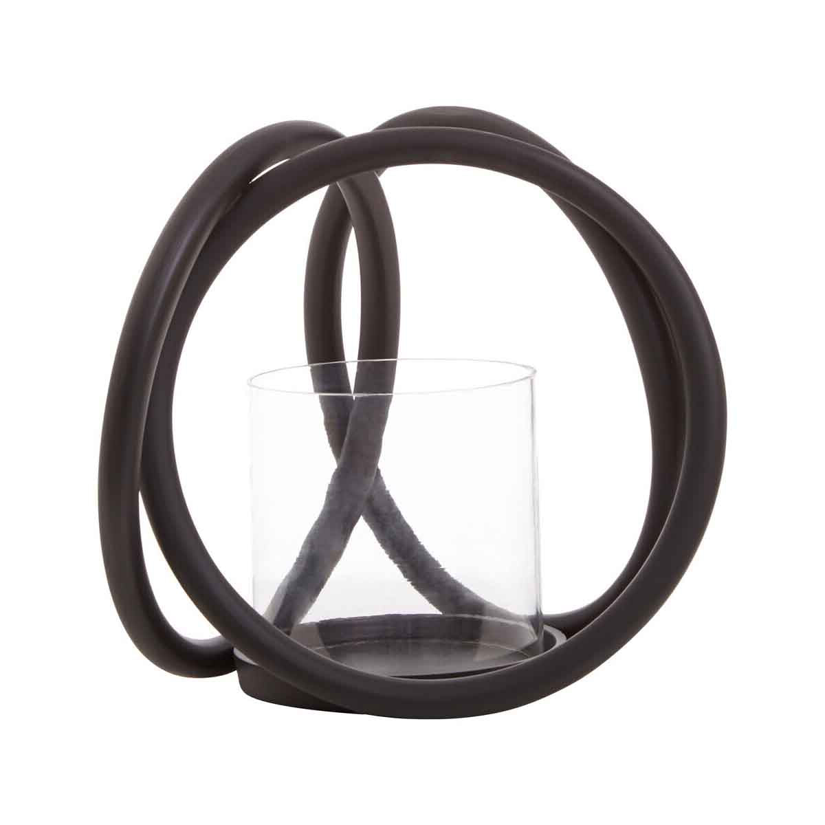 Aura Small Matte Black Finish Candle Holder