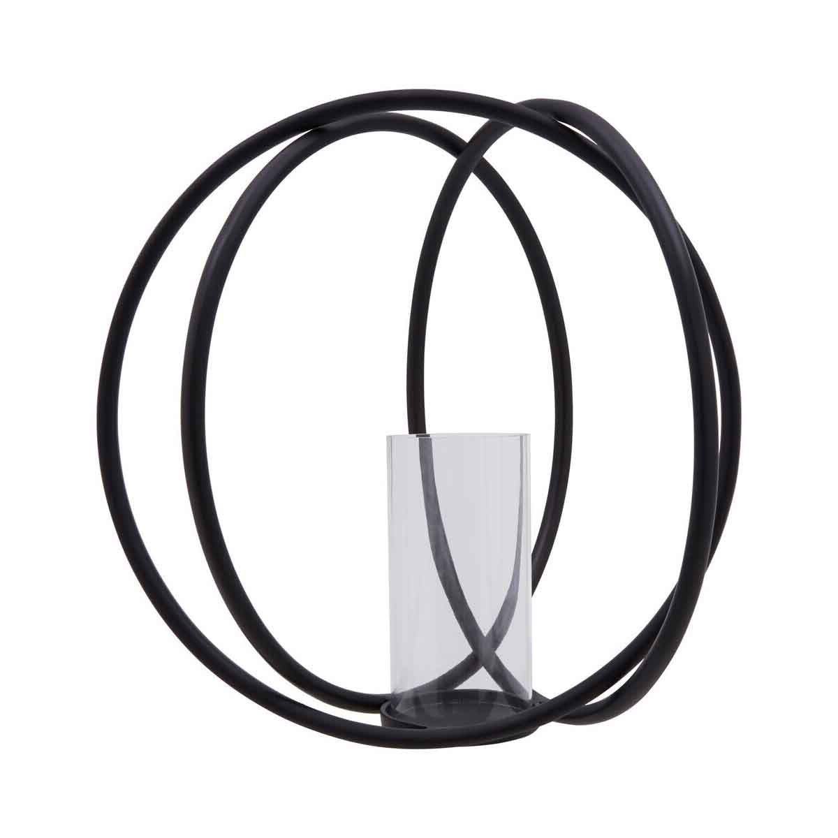 Aura Large Matte Black Finish Candle Holder