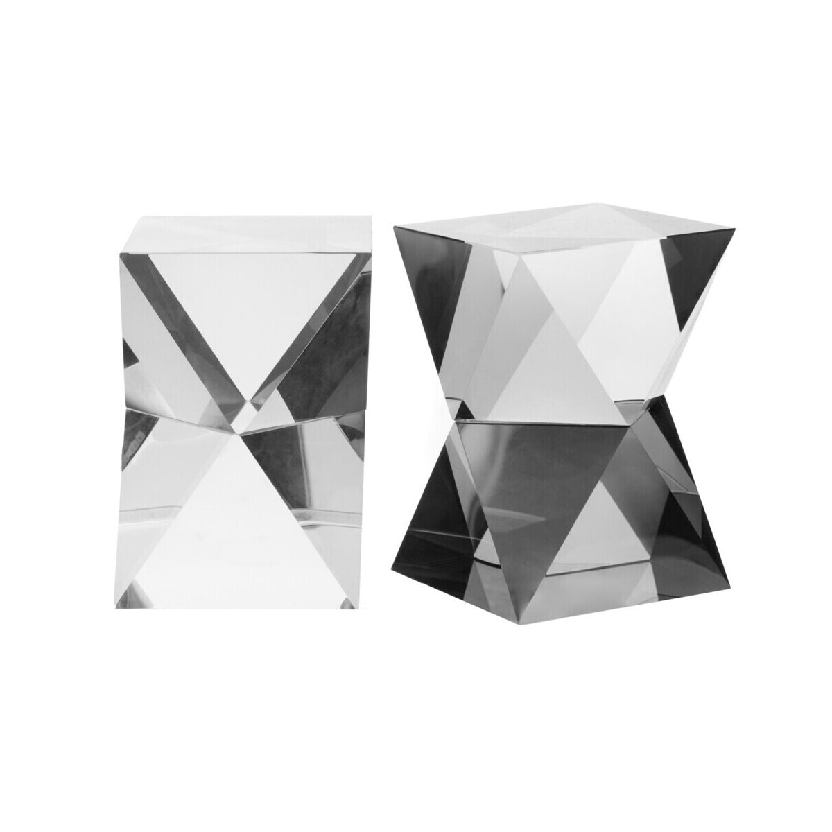 Carrie Set Of 2 Clear Crystal Geometric Bookends