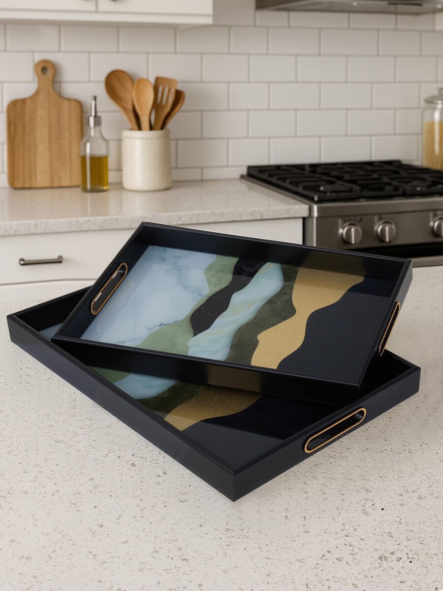 Celina Set Of Two Assorted Colour Rectangular Trays