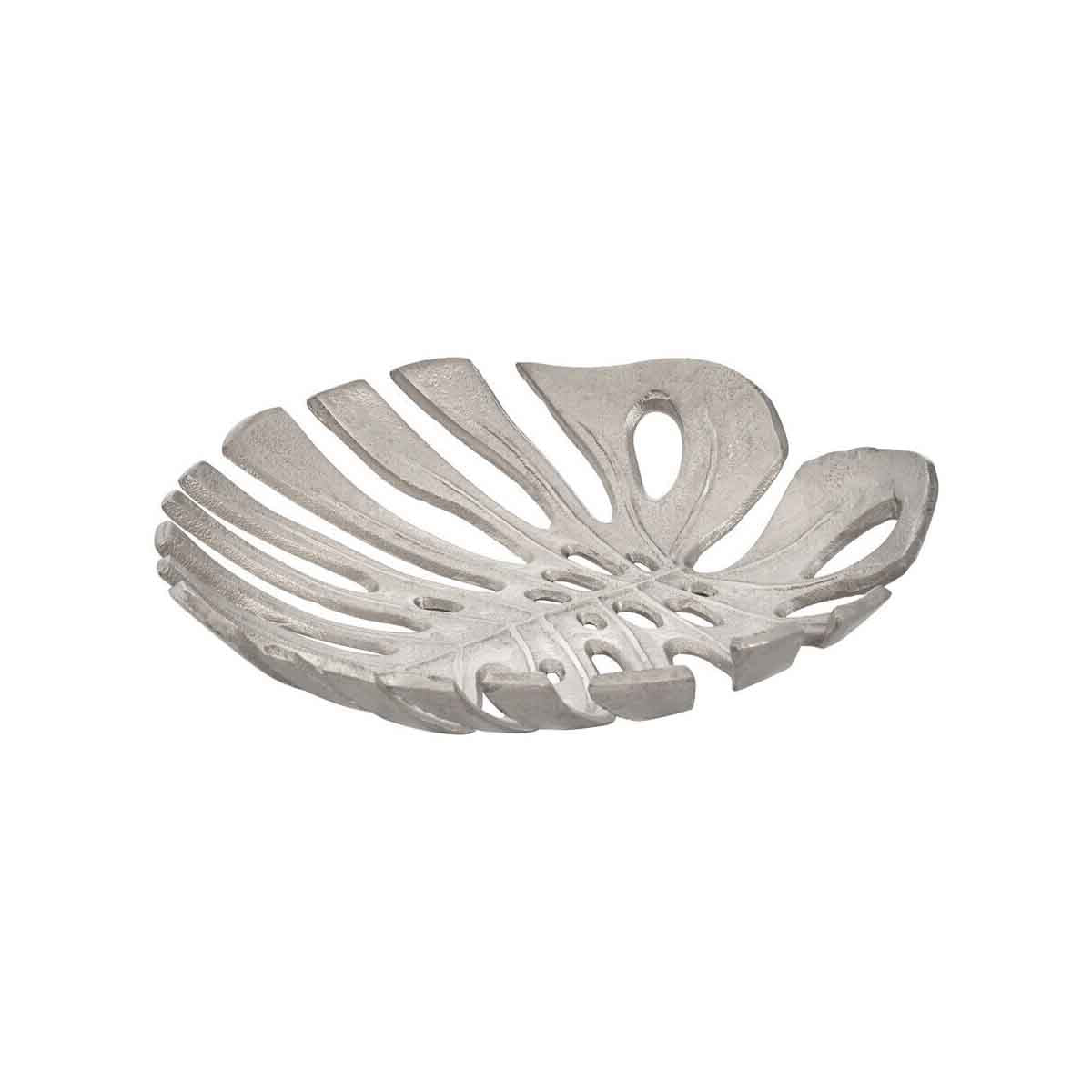 Prato Monstera Small Silver Finish Leaf Dish
