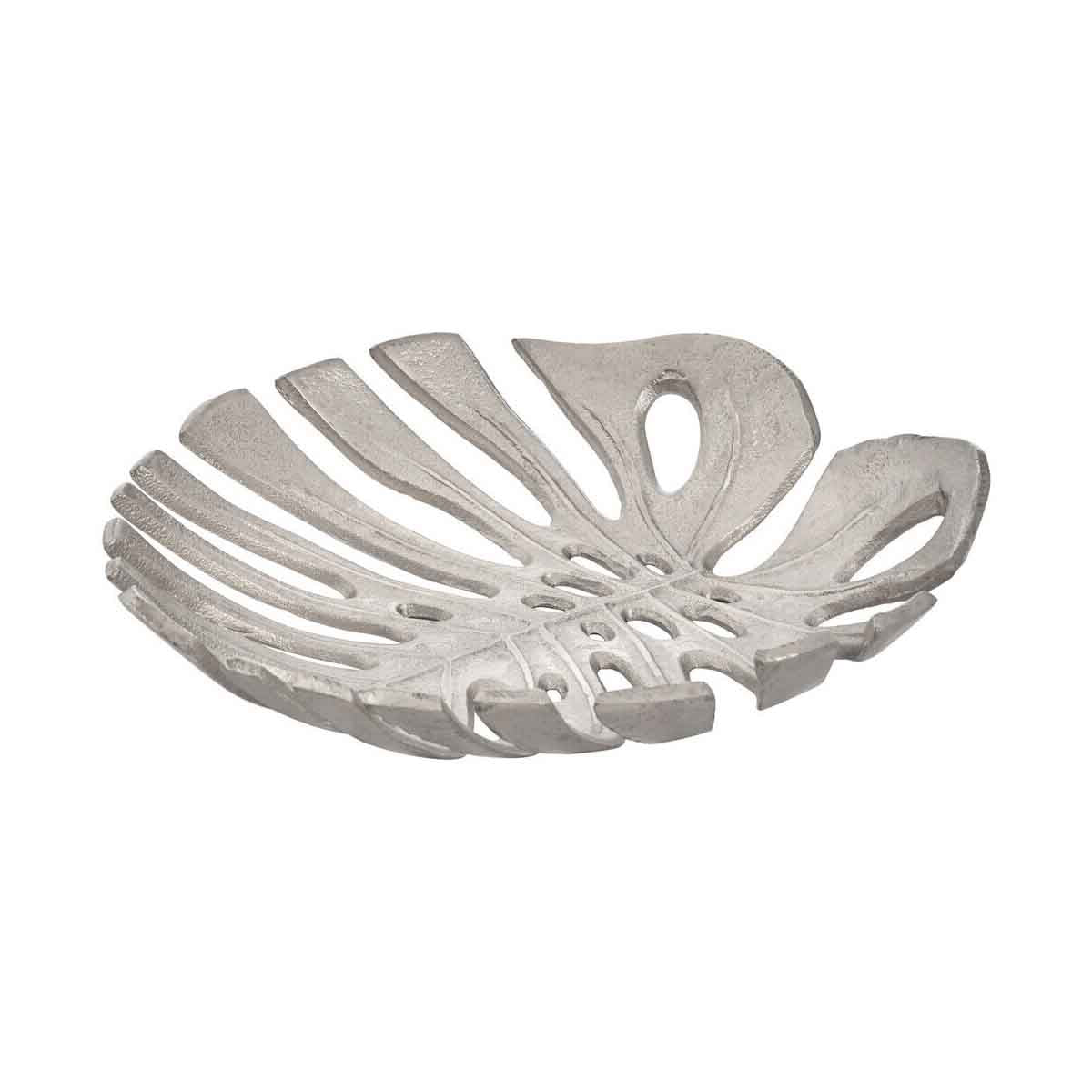Prato Monstera Large Silver Finish Leaf Dish