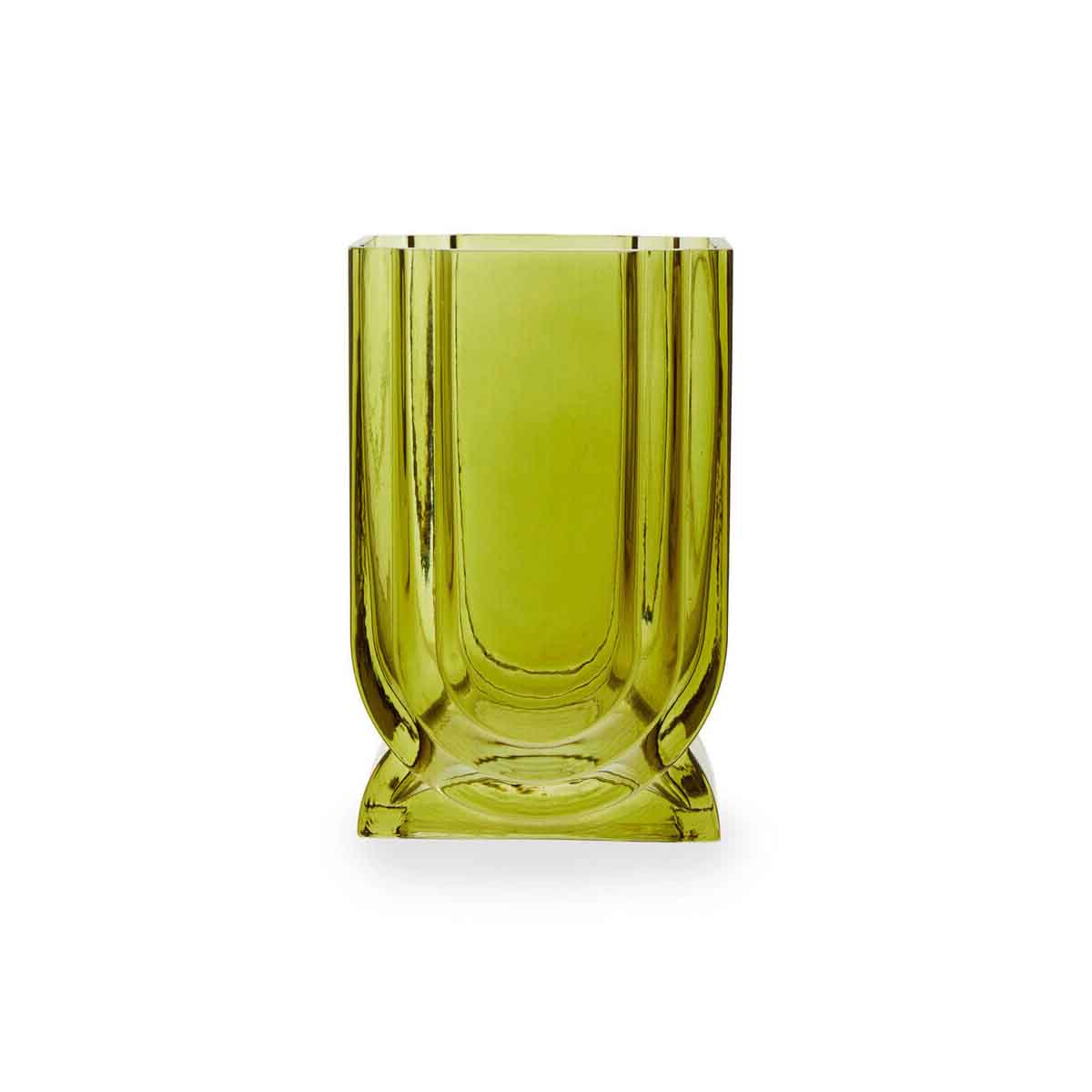 Edan Small Olive Green Glass Vase
