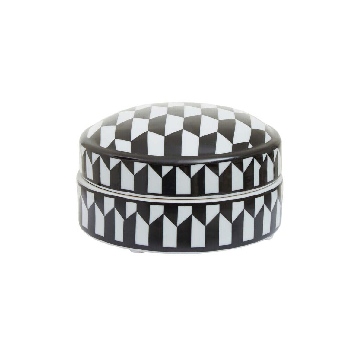 Marlo Small Black and White Geometric Print Ceramic Trinket Box