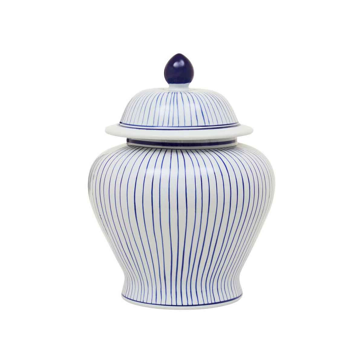 Damson Large White And Blue Ceramic Jar