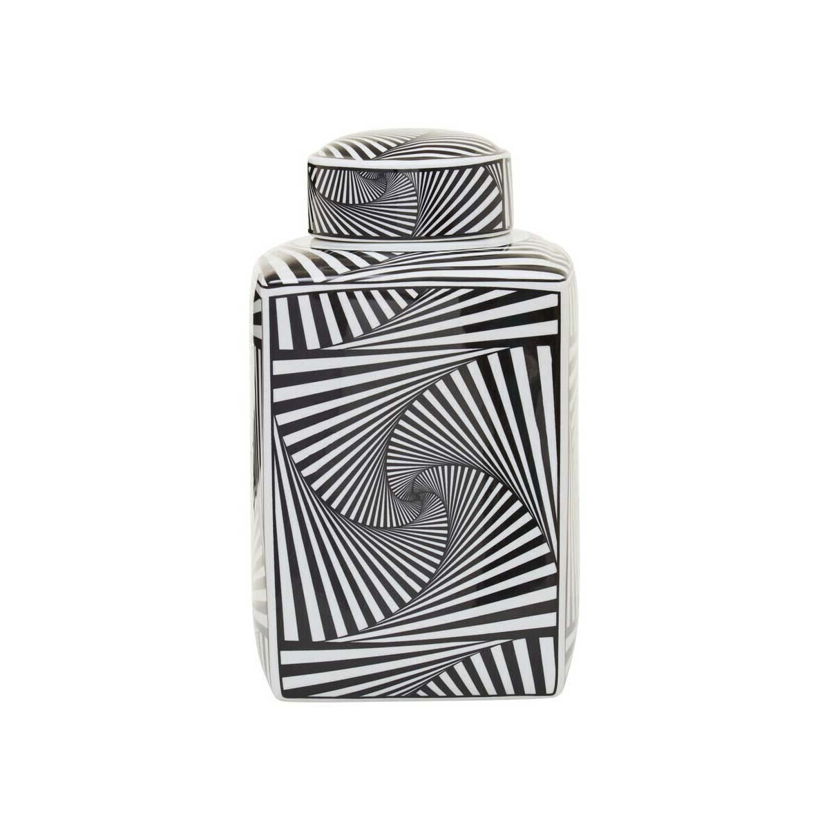 Doria Large Black And White Ceramic Jar