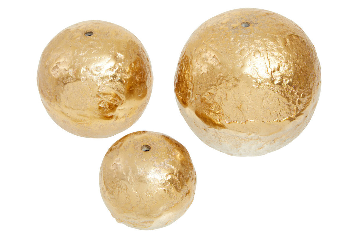 Dion Set Of Three Ombre Silver and Gold Finish Deco Balls