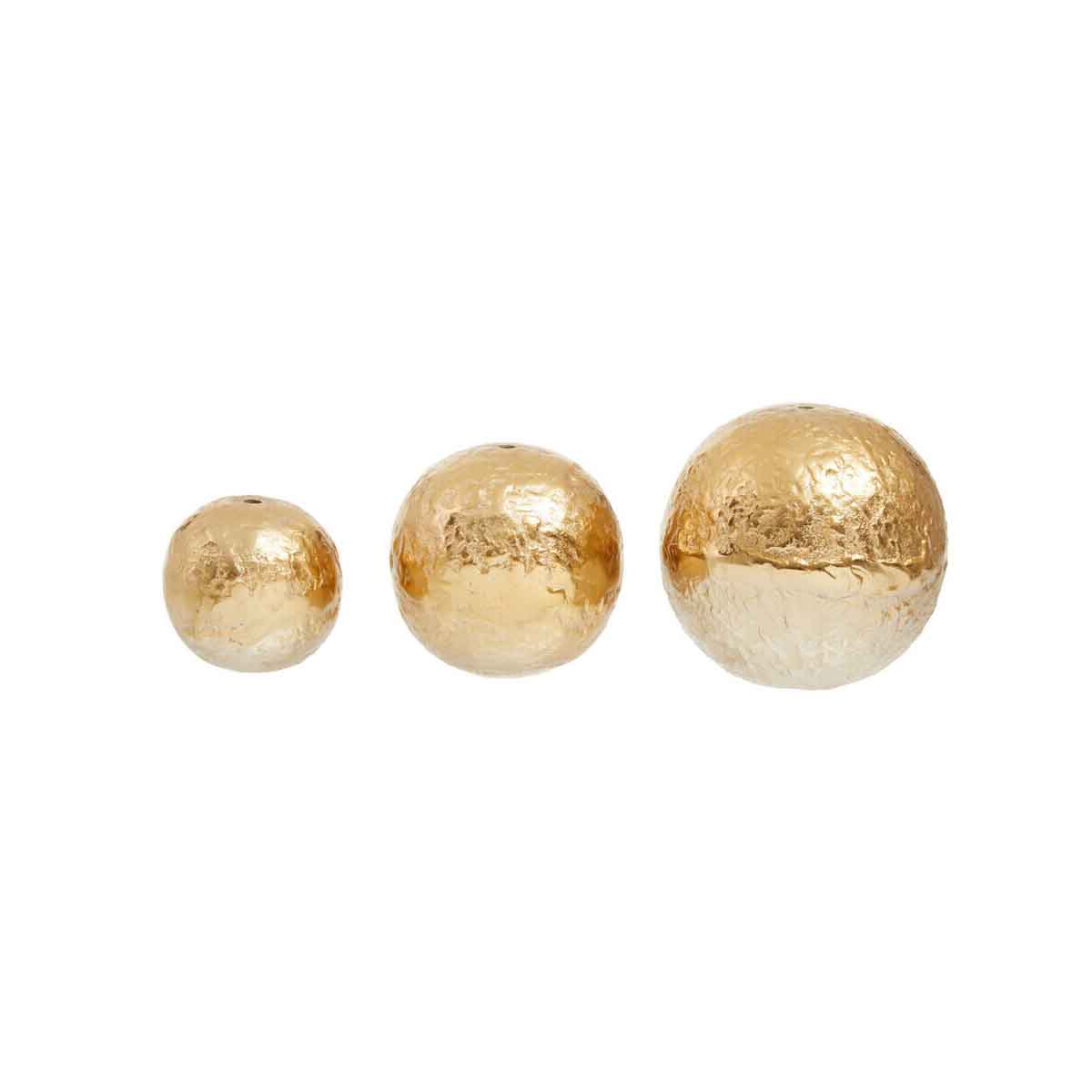 Dion Set Of Three Ombre Silver and Gold Finish Deco Balls