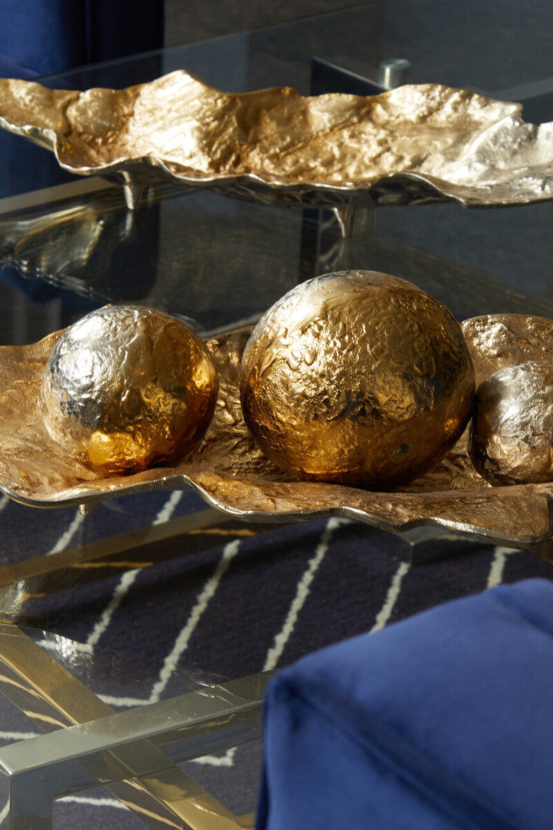 Dion Set Of Three Ombre Silver and Gold Finish Deco Balls