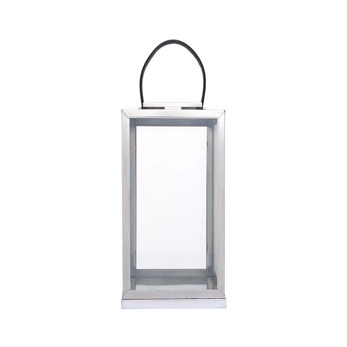 Herber Large Silver Steel With Hair On Leather Handle Lantern