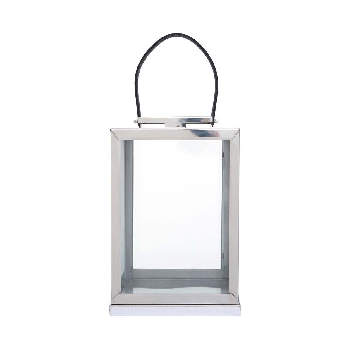 Herber Small Silver Steel With Hair On Leather Handle Lantern