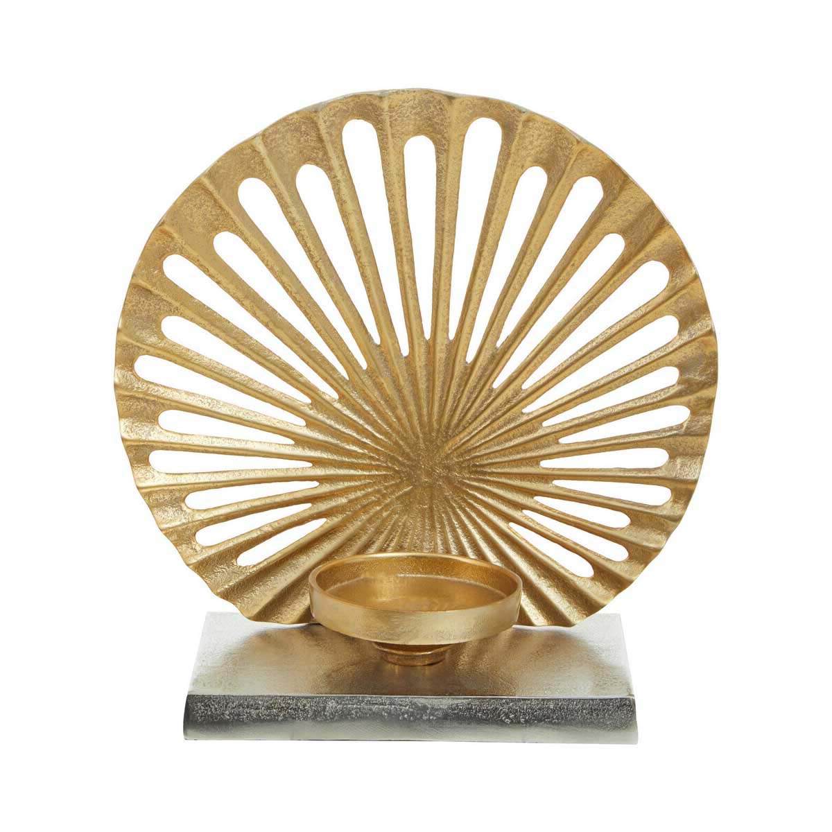 Dion Large Two Toned Silver and Gold Finish Candle Holder