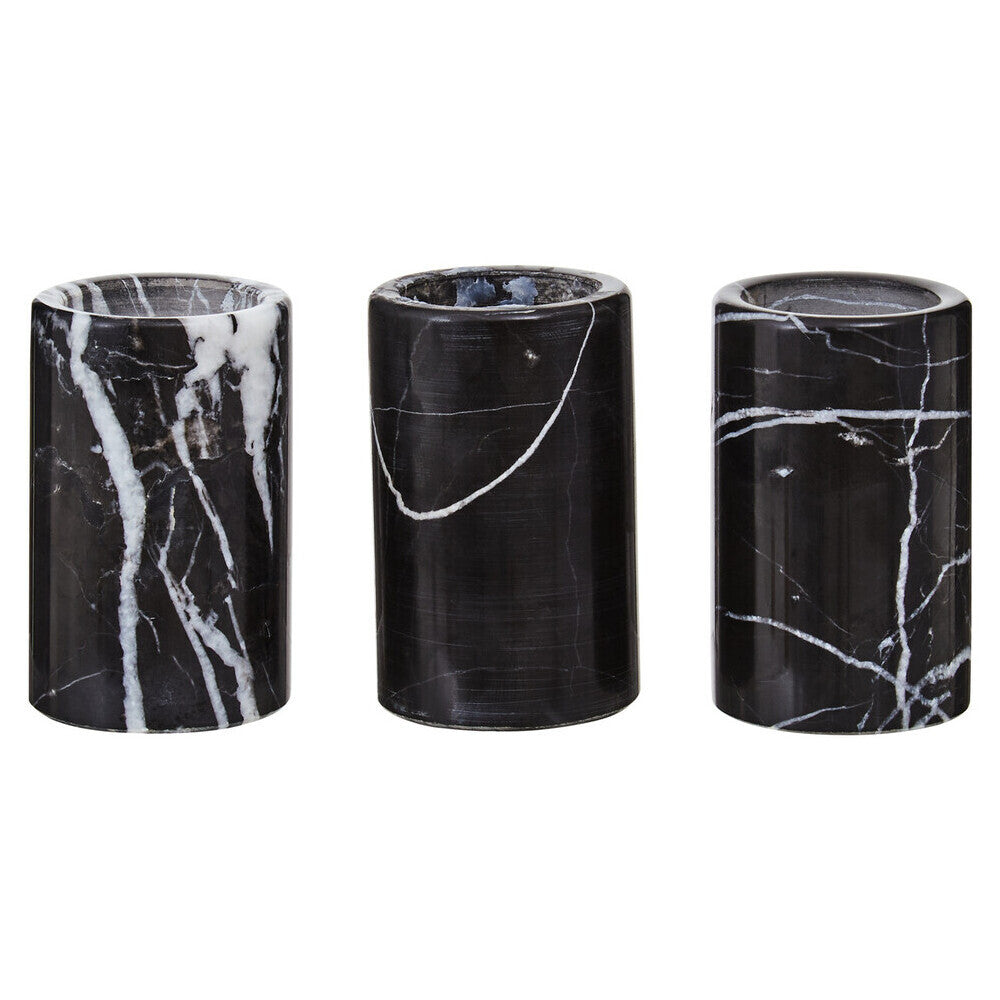 Salmo Set Of Three Black Marble Tealight Holders