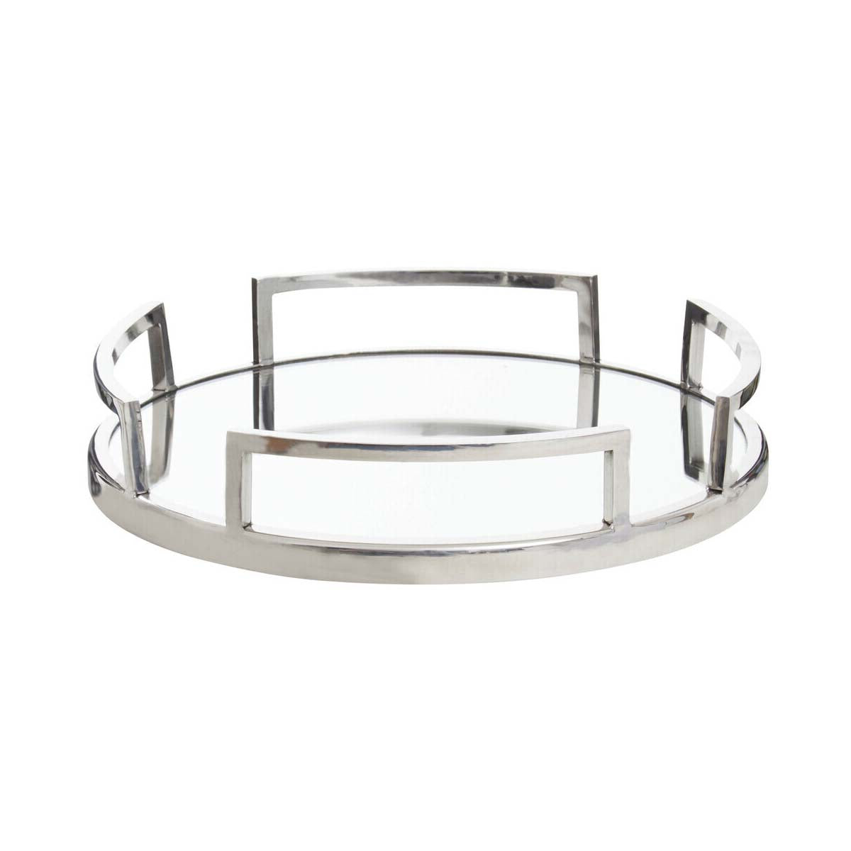 Cruzar Silver Finish Mirrored Tray
