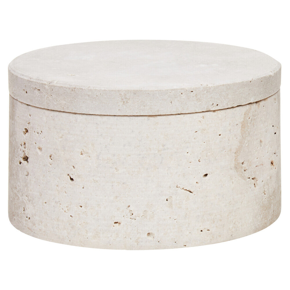 Tibor Travertine Round Trinket Box