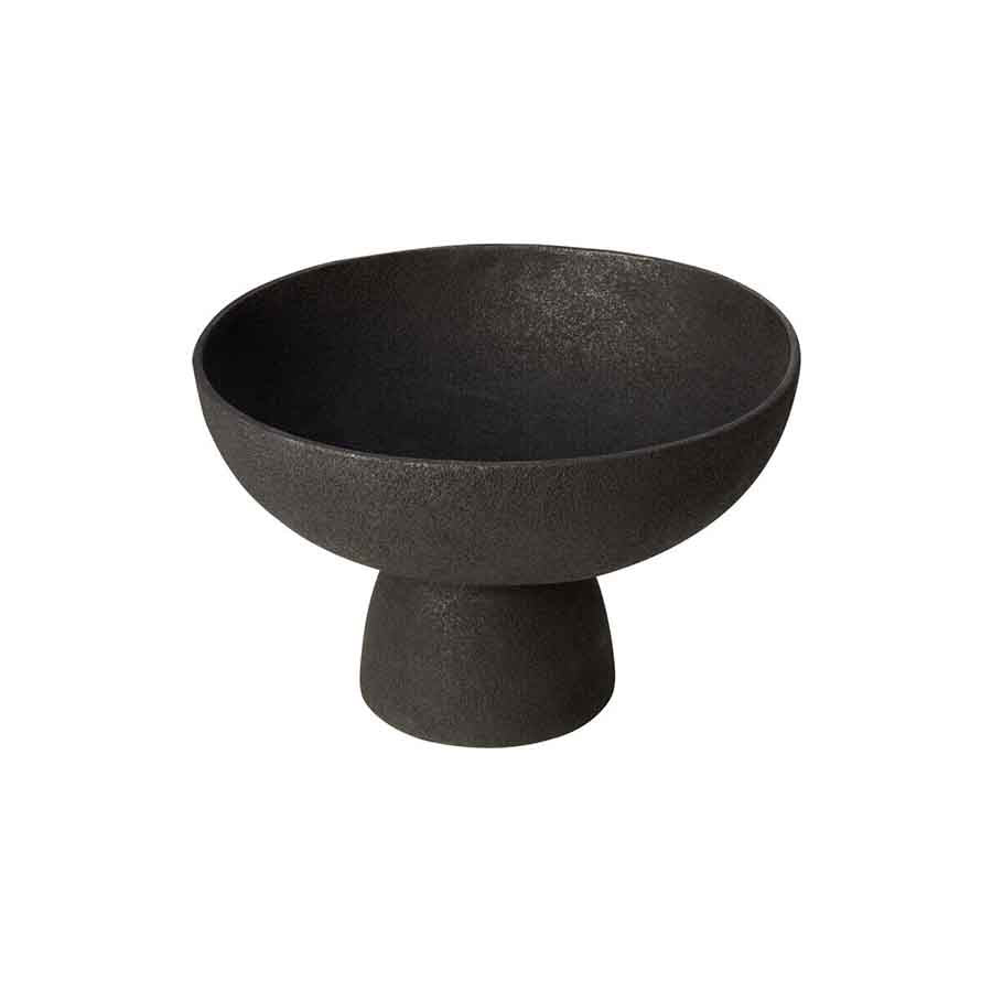 Deriva Large Textured Black Pedestal Bowl