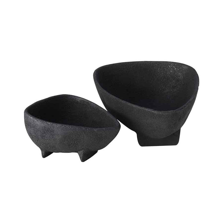 Deriva Set of Two Textured Black Bowls