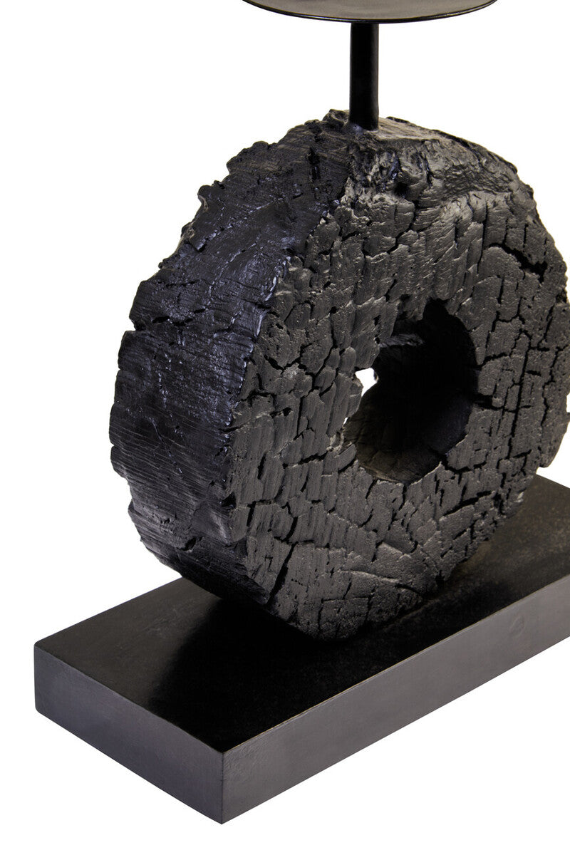 Fidel Small Charred Black Mango Wood Log Candle Holder