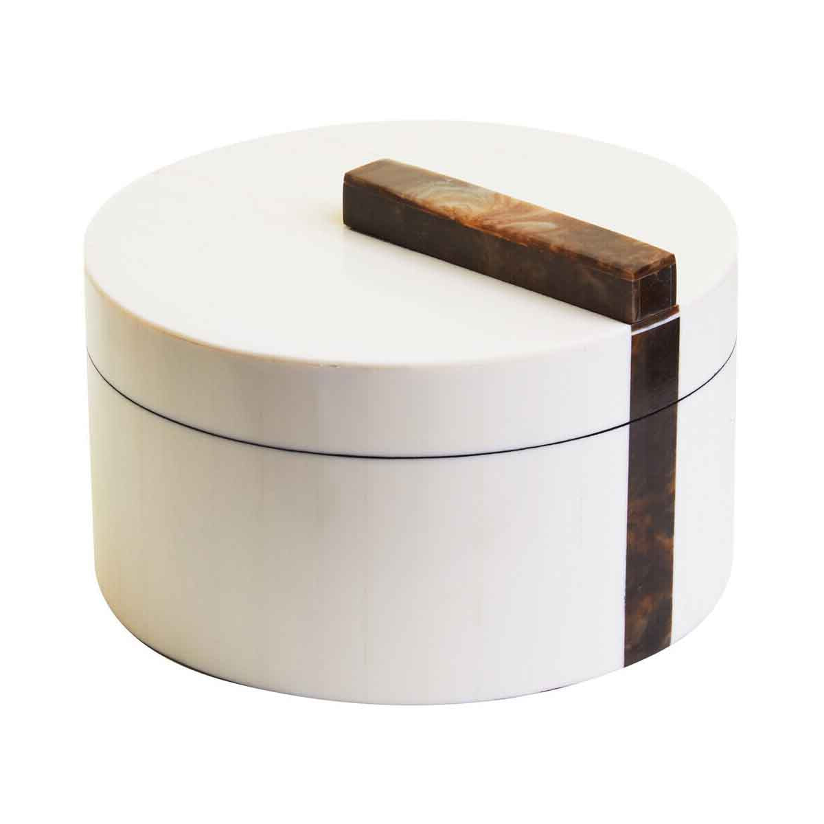 Decio Cream And Brown Large Round Box