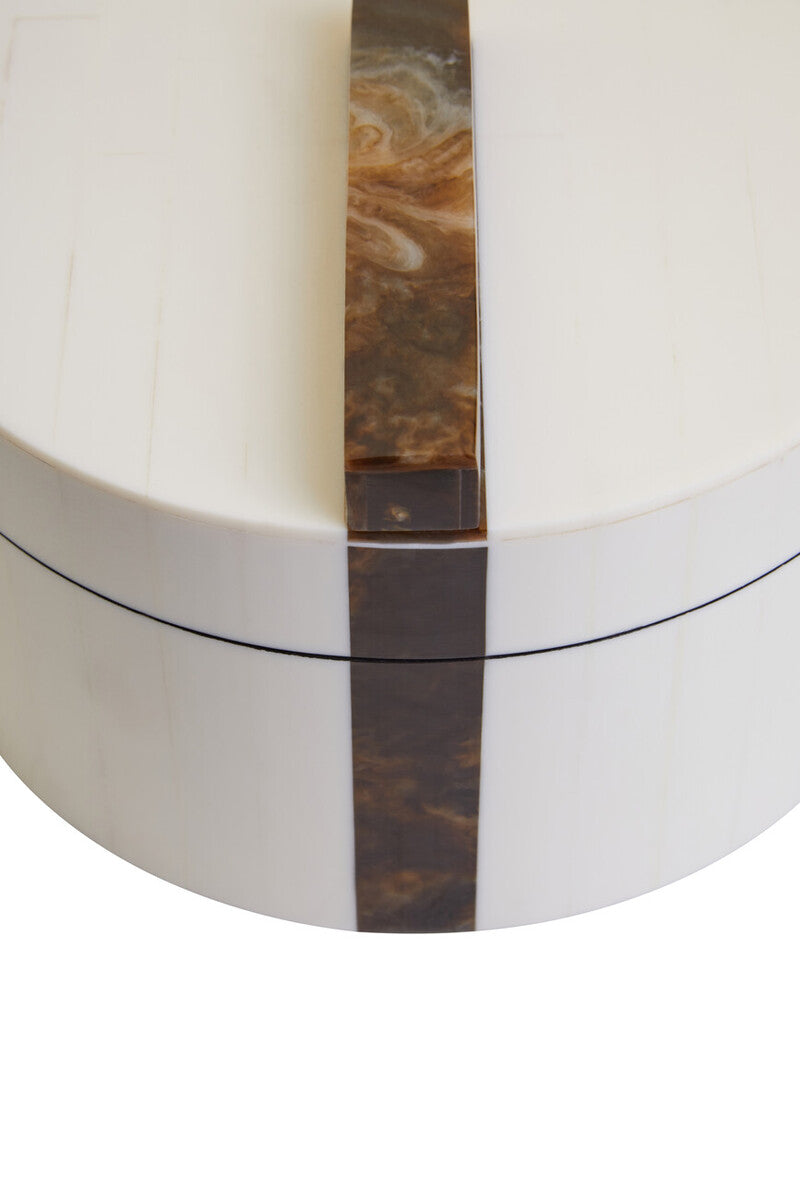 Decio Cream And Brown Large Round Box