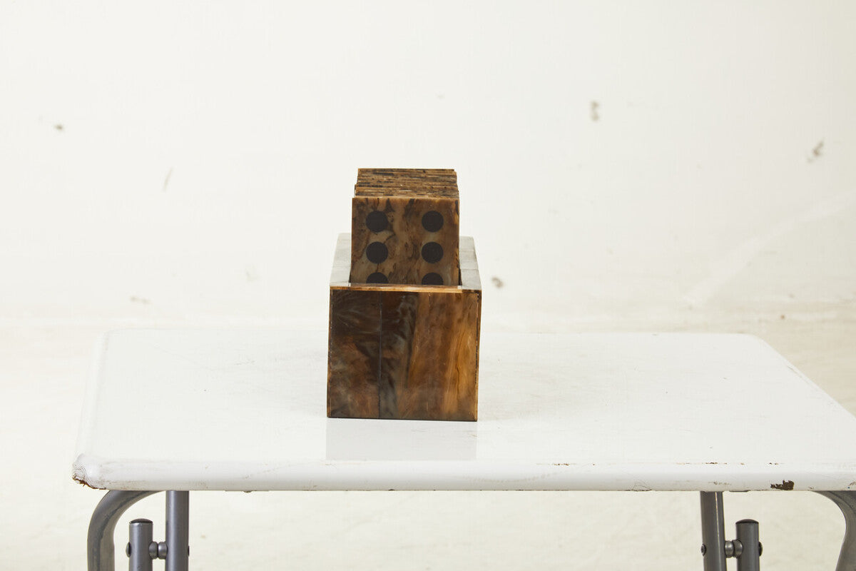 Churchill Games Brown and Black Finish Domino Set