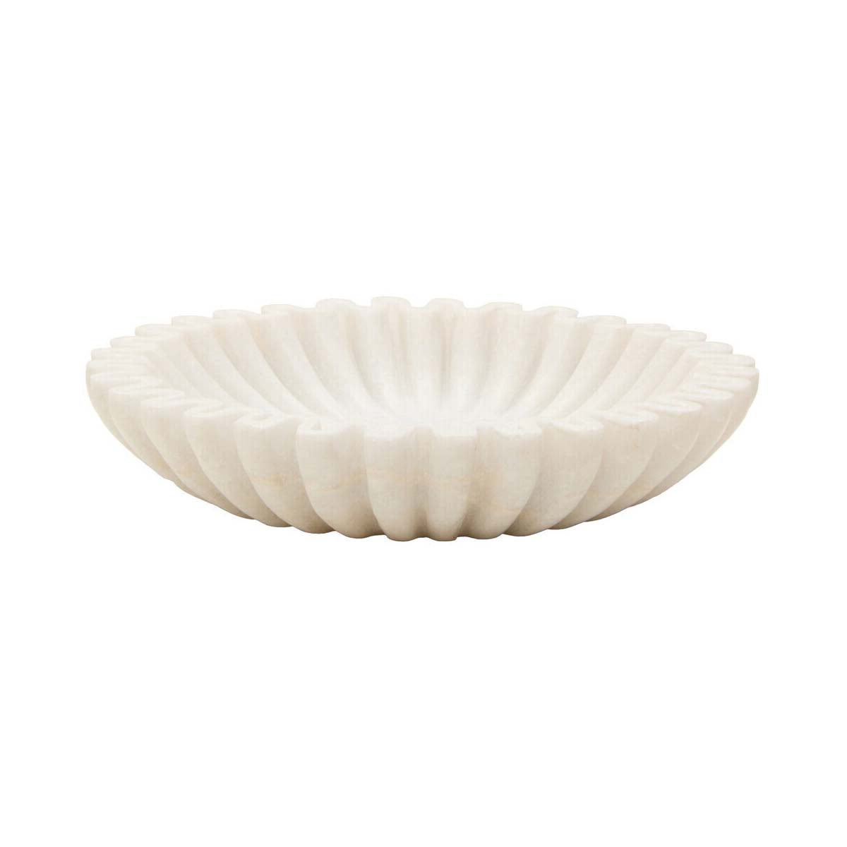 Savio Small White Fluted Marble Bowl