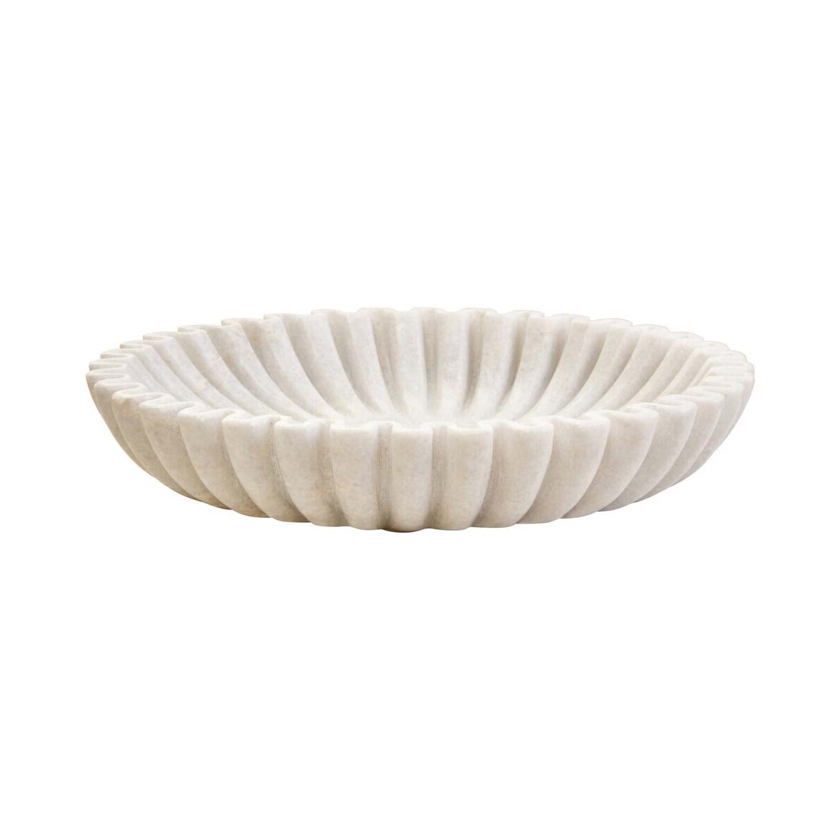 Savio Large White Fluted Marble Bowl