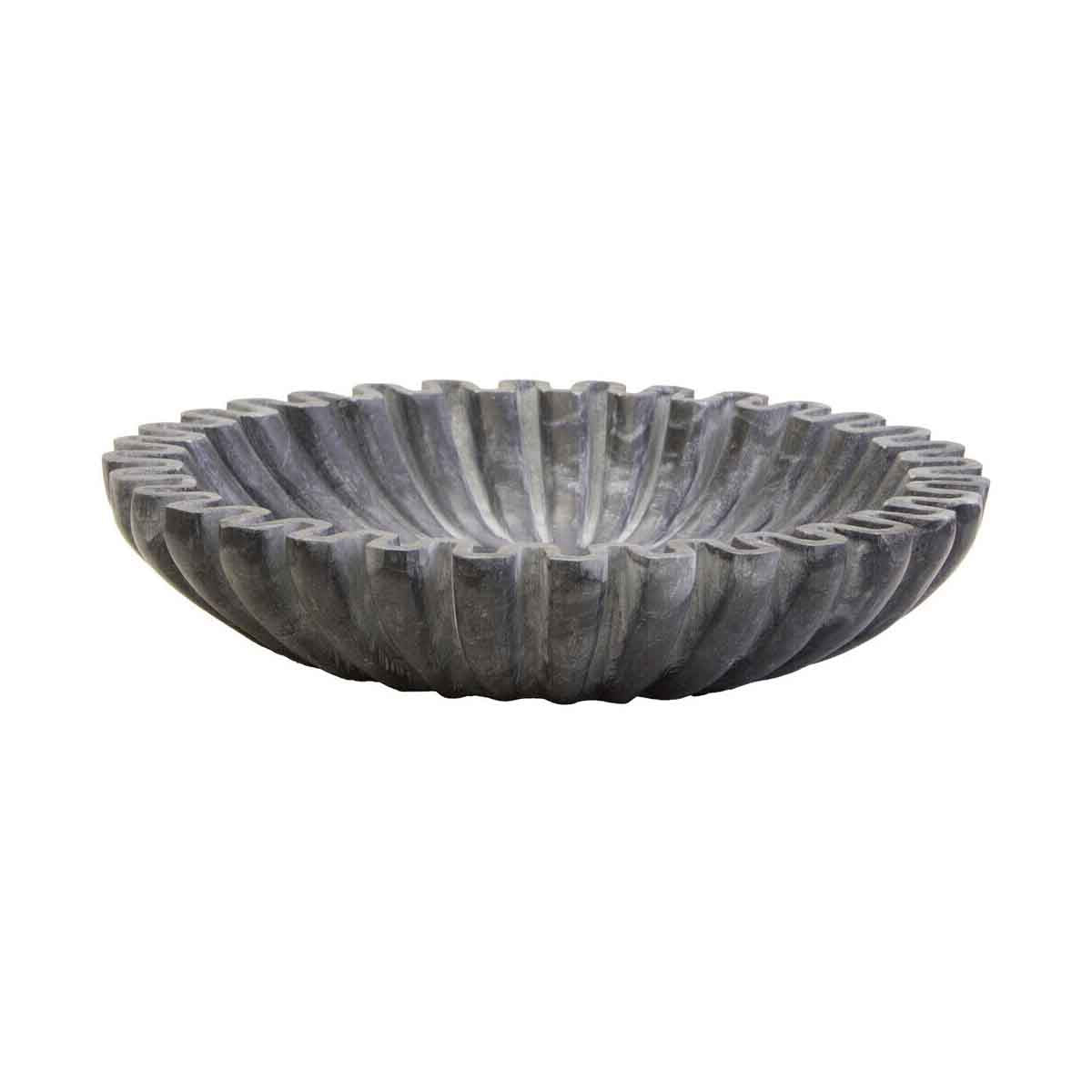 Savio Small Grey Fluted Marble Bowl