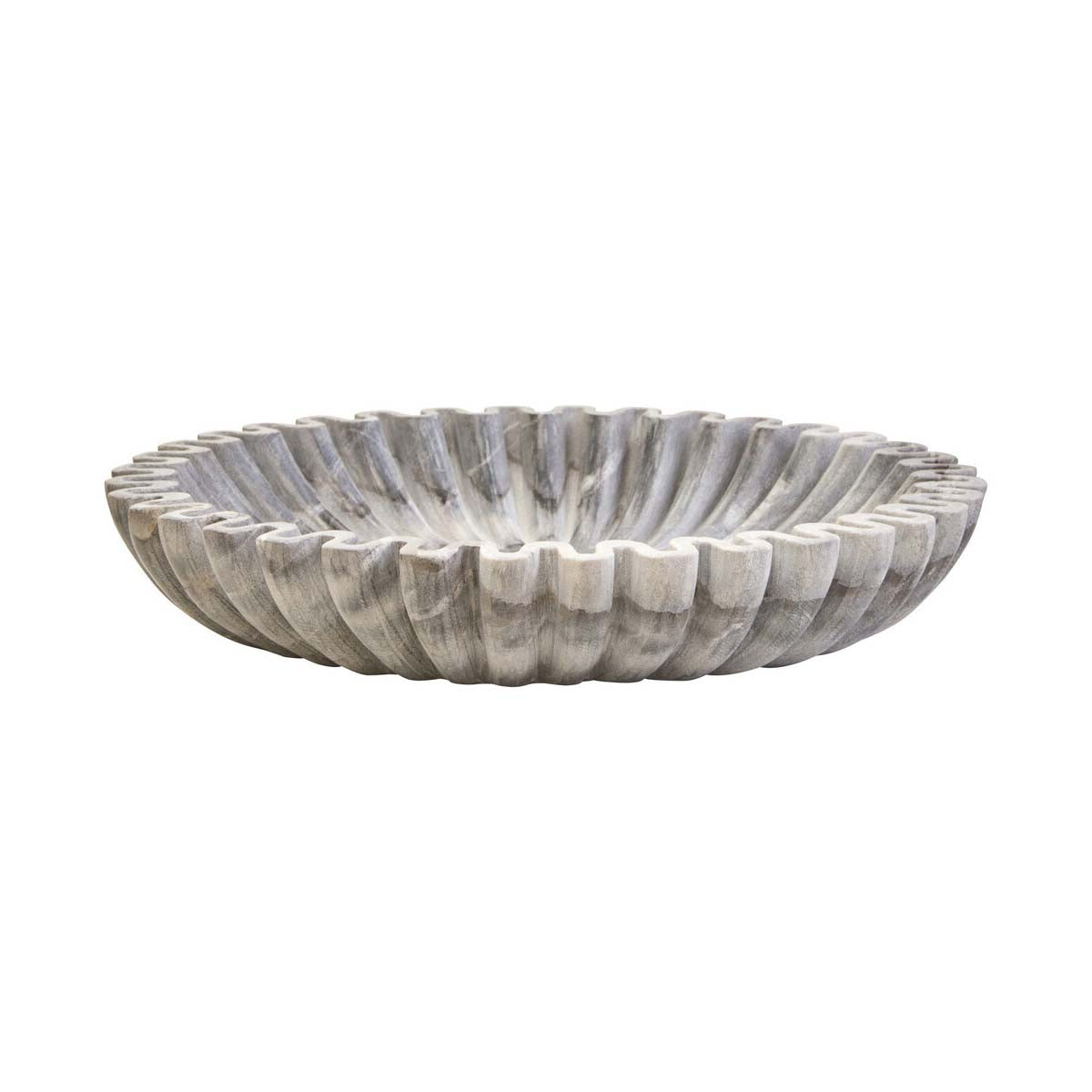 Savio Large Grey Fluted Marble Bowl