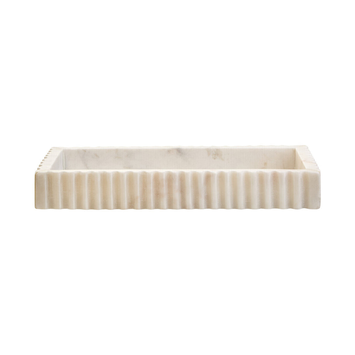 Savio Rectangular White Fluted Marble Tray