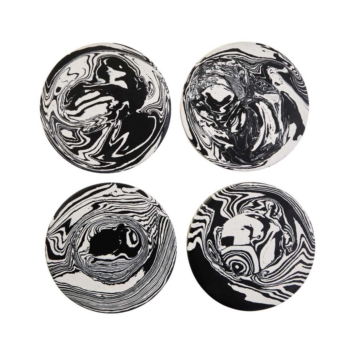 Helsa Set of Four Black And White Marble Coasters