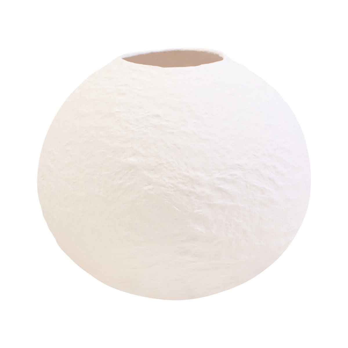 Sanai Cotton Mache Small White Round Vase
