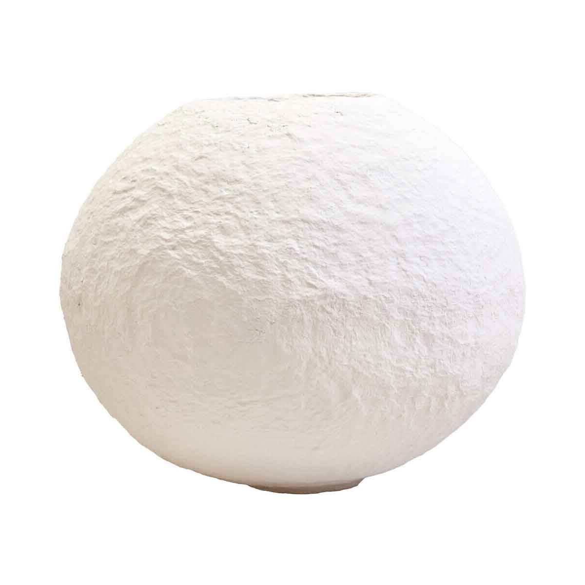 Sanai Cotton Mache Large White Round Vase